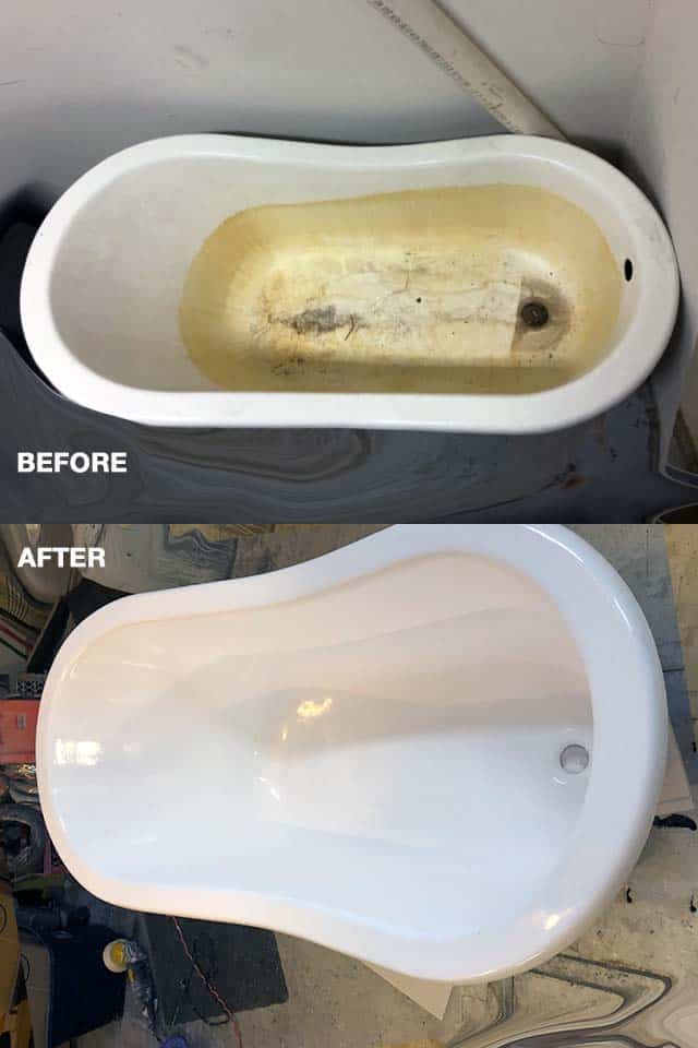 Allwest Refinishing Calgary - Refinished tubs before and after