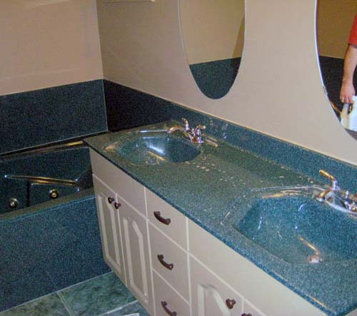 Cultured marble sinks before refinishing